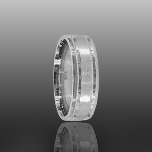 Rhodium Sterling Silver Ring Stamped 925, Satin Finish, Size 7, Band Ring